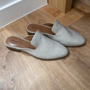 Indigo Cream and Black Striped Slip-On Mules